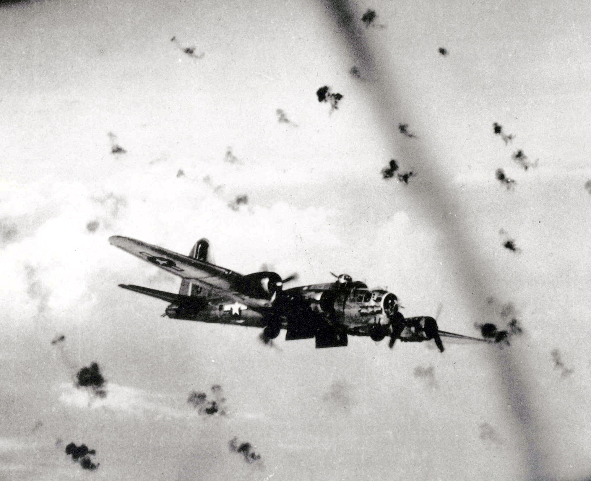 B-17s fly through flak on their way to a target. (U.S. Air Force photo)