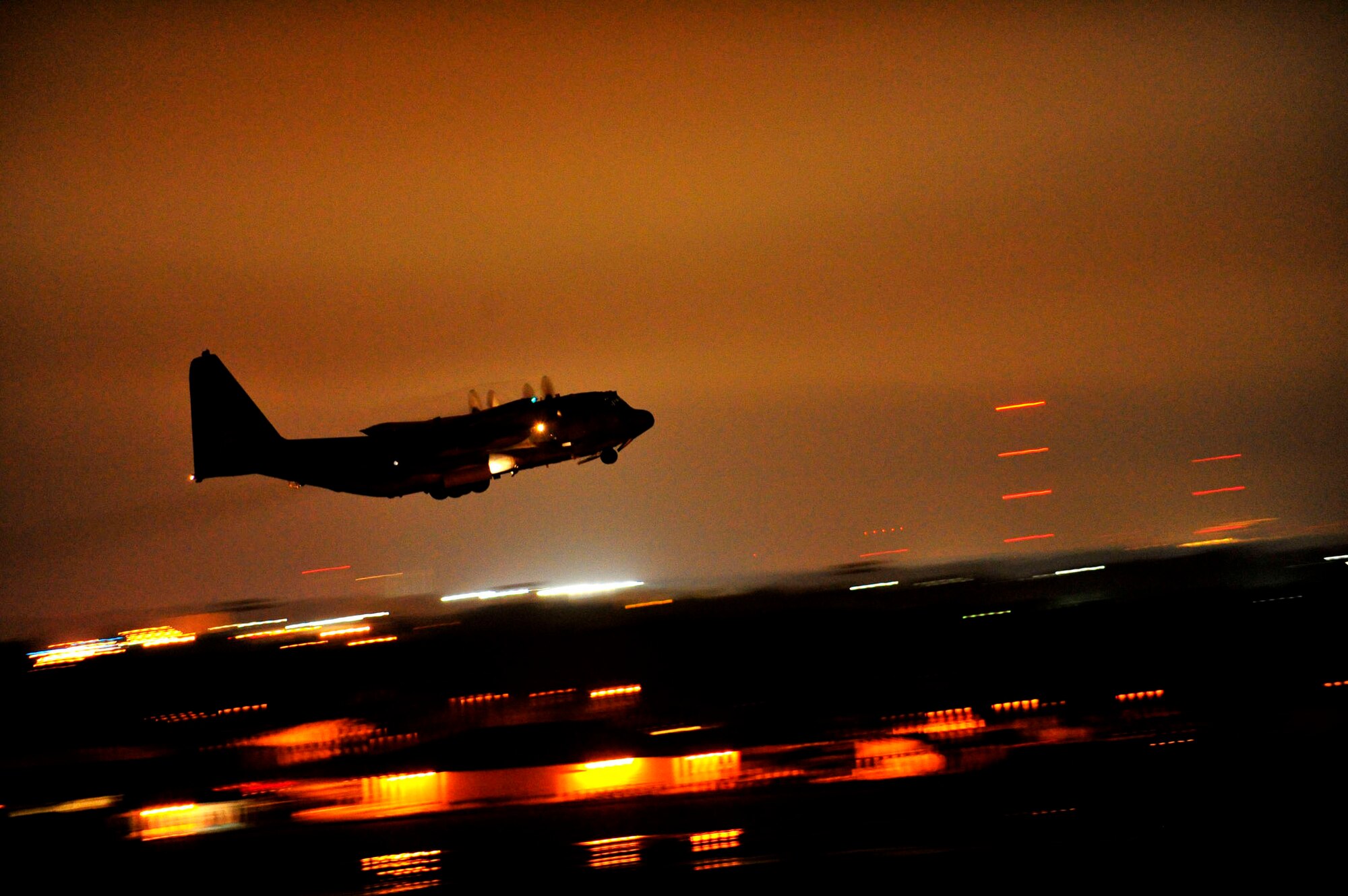 An AC-130U Spooky gunship takes off January 31, 2011, from Hurlburt Field, Fla. (U.S. Air Force photo/Staff Sgt. Jonathan Lovelady)
