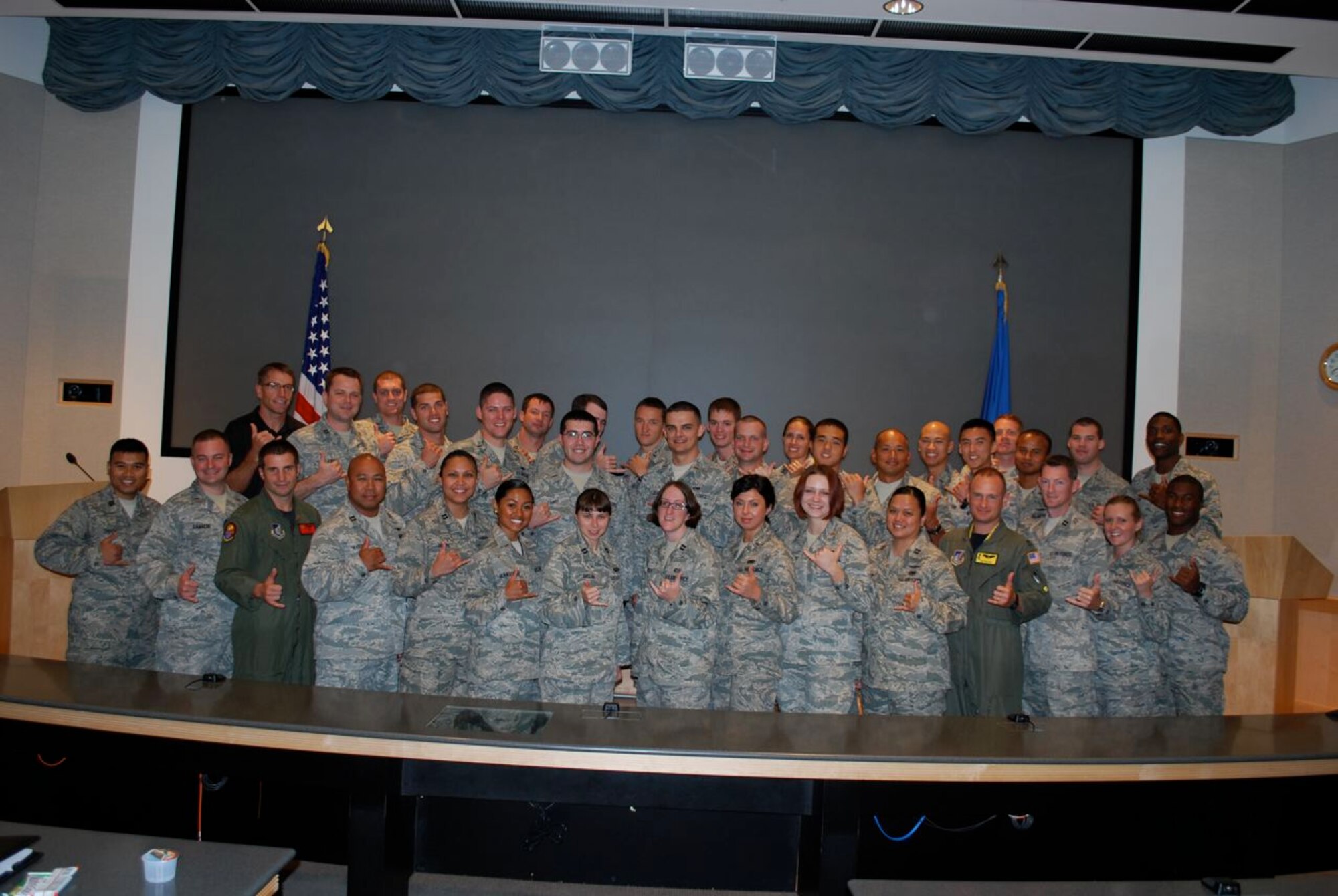 Attendees of the 2011 Pacific Air Forces Company Grade officers of the quarter held at Joint Base Pearl Harbor Hickam, Hawaii Jan. 31. (U.S. Air Force photo by 1st Lt. Whitney Maynard)