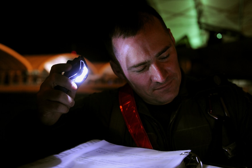 MOODY AIR FORCE BASE, Ga. -- Capt. Adam Ratican, 76th Fighter Squadron A-10C Thunderbolt II pilot, conducts a preflight check before takeoff Feb. 23. The 476th Fighter Group currently has approximately 240 members and is constantly growing. (U.S. Air Force photo/Airman 1st Class Benjamin Wiseman)(RELEASED)