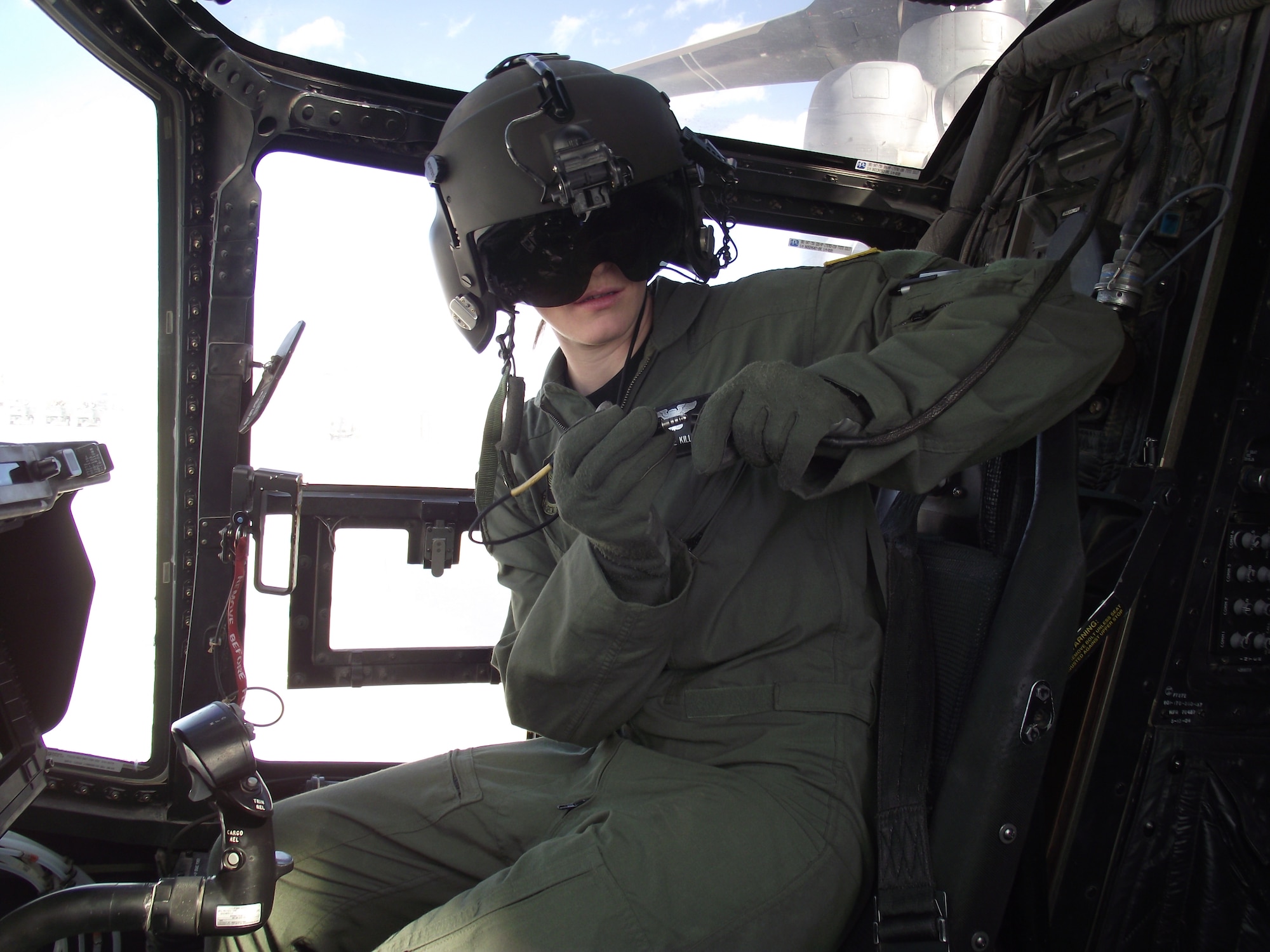 1st Lt. Candice Killian, 58th Training Squadron, prepares to fly the CV-22.  U.S. Air Force Photo by Stefan Bocchino