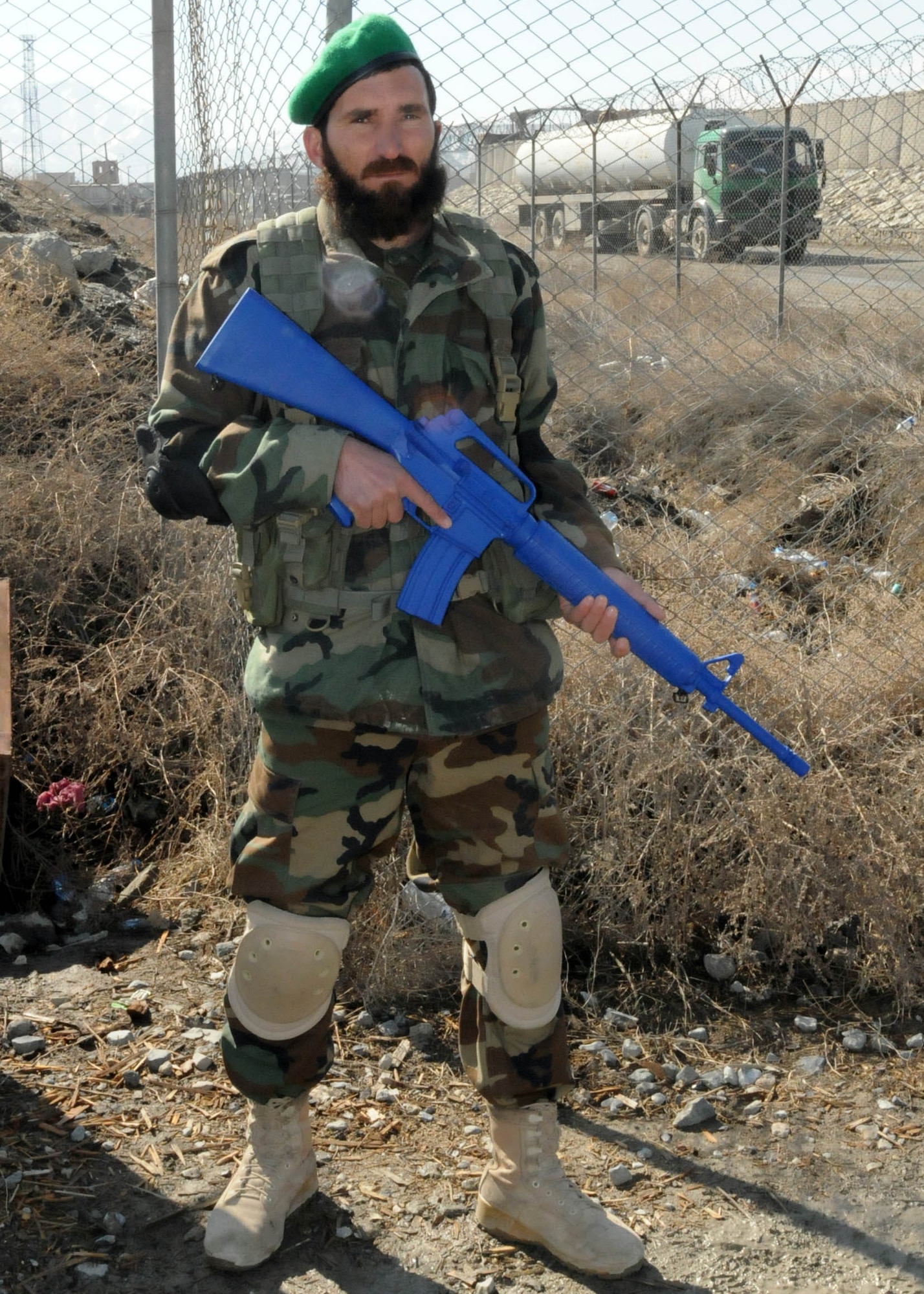 KABUL, Afghanistan - Members of the Afghan Air Force practice basic apprentice security force training and entry control procedures at Pohantoon-e-Hawayee, the Afghan Air Force's "Big Air School", on the Afghan Air Force base in Kabul, Afghanistan Feb. 24. (U.S. Navy photo by Mass Communications Specialist 3rd Class Jared E. Walker)