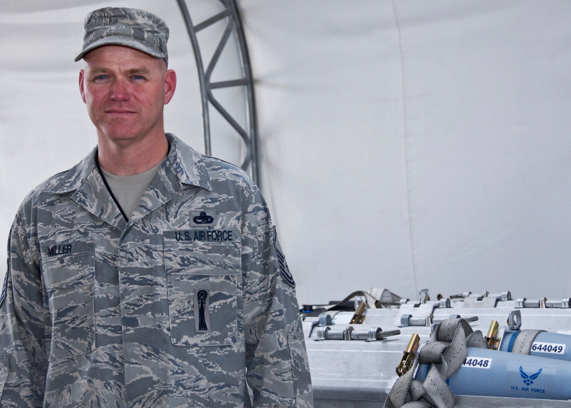 Master Sgt. Gregory Miller, 46th Aircraft Maintenance Squadron, earned the Bronze Star Medal Feb. 25, for mentoring over 64 Afghan National Army soldiers in the management of munitions during his year deployment to Herat, Afghanistan.The Bronze Star Medal is a United States Armed Forces military decoration that may be awarded for bravery, acts of merit, or meritorious service. (U.S. Air Force photo/Sachel Seabrook) 