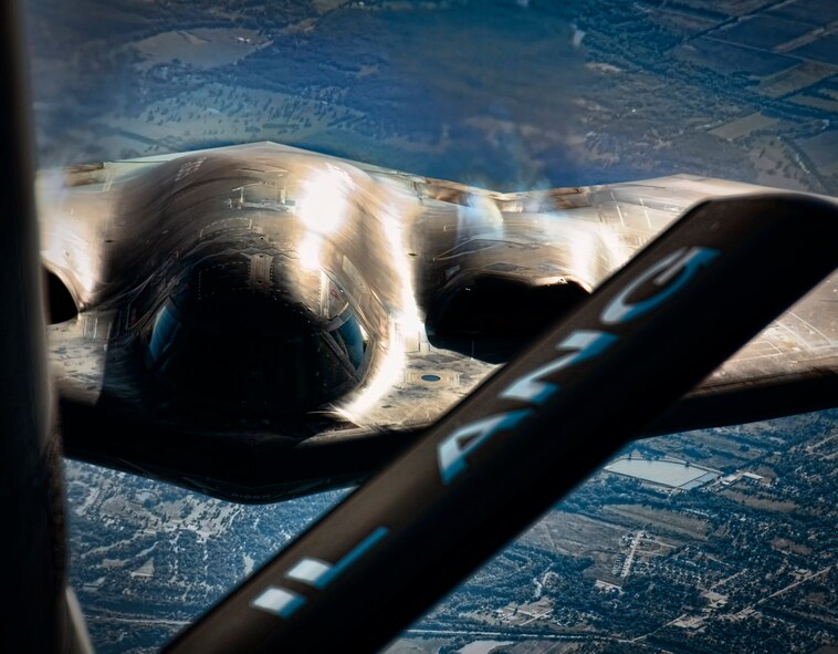 An Illinois Air National Guard KC-135 Stratotanker refuels a B-2 Stealth Bomber during a recent mission. The 126th Air Refueling Wing at Scott Air Force Base has three missions. The conventional mission involves refueling aircraft from the Navy, Marines, Air Force, Air Force Reserve and Air National Guard. These operations happen daily for Airmen at the 126th.