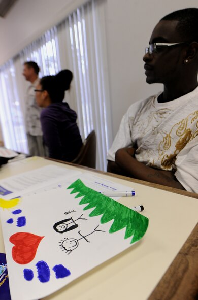 LAKELAND, Ga.-- A drawing sits on the table during the Prevention and Relationship Enhancement Program for couples Feb. 25. Resiliency training has six core competencies: self-awareness, self-regulation, optimism, mental agility, strength of character and knowing how to make connections. (U.S. Air Force photo/Airman 1st Class Benjamin Wiseman)(RELEASED)