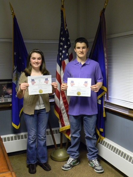 Austin and Aubrey McCoy, submitted grade level winning essays to the Fleet Reserve Association for the 2010-2011 Americanism-Patriotism National Essay Contest.    Both essays are now off to regional level competition and hopefully national level competition. Both Austin and Aubrey are the children of 914th Mission Support group Commander Col. Timothy McCoy, 