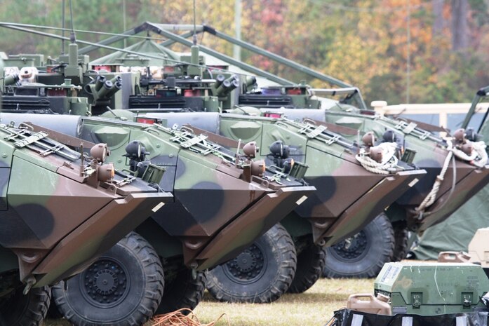 Marine Light Armored Vehicles (LAVs) were used as part of the command and control structure employed at exercise Spartan Resolve.  (Photo: Casey Bain, JFIIT, USJFCOM)
