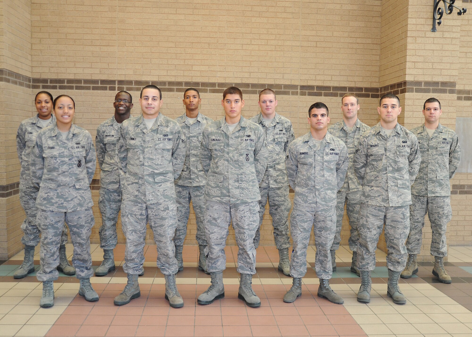 Congratulations to Team McConnell’s newest First Term Airman’s Center graduates who graduated January 7, 2011 at McConnell Air Force Base, Kan. Front row: Airmen 1st Class Rachel Ovard, Dominick Finney, Hugo Gonzalez, Juan Romero and Francis Sparks. Back Row: Airmen 1st Class Corrine Young, Tanis Anderson, Giordan Brown, Sean Monaghun, Jacob Frye and Michael Grube. (U.S. Air Force photo/Senior Airman Maria Ruiz)