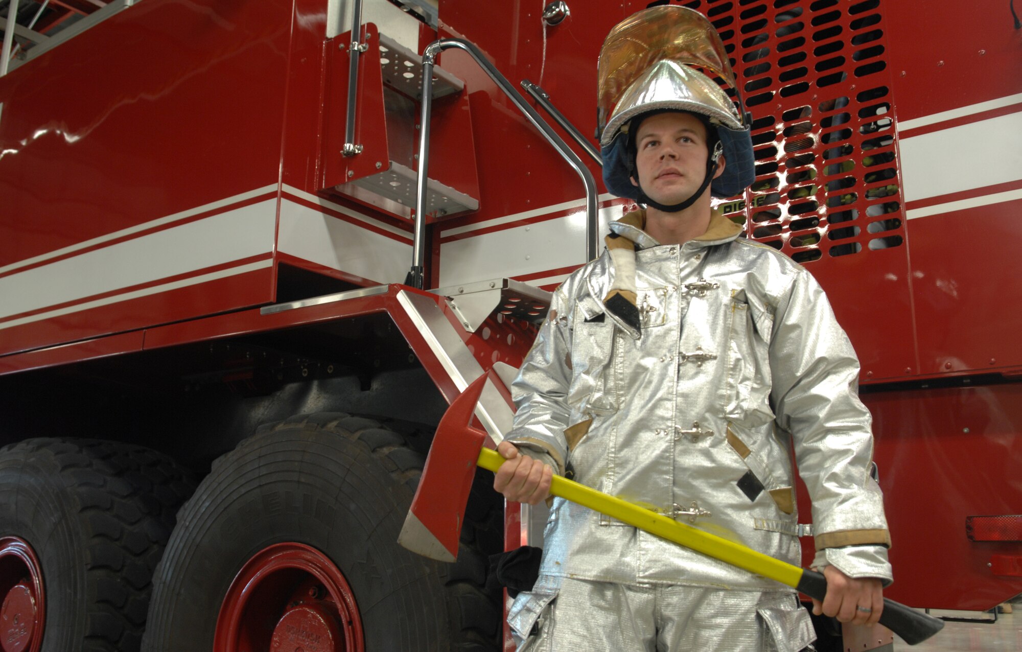 WHITEMAN AIR FORCE BASE, Mo.- Airman 1st Class Kenneth Taylor, 509th Civil Engineering fire protection member, saved a man from a burning vehicle on Dec. 10. He modestly stated, "I'm just glad I was in the right place at the right time to help the man." (U.S. Air Force photo by Airman 1st Class Cody H. Ramirez)