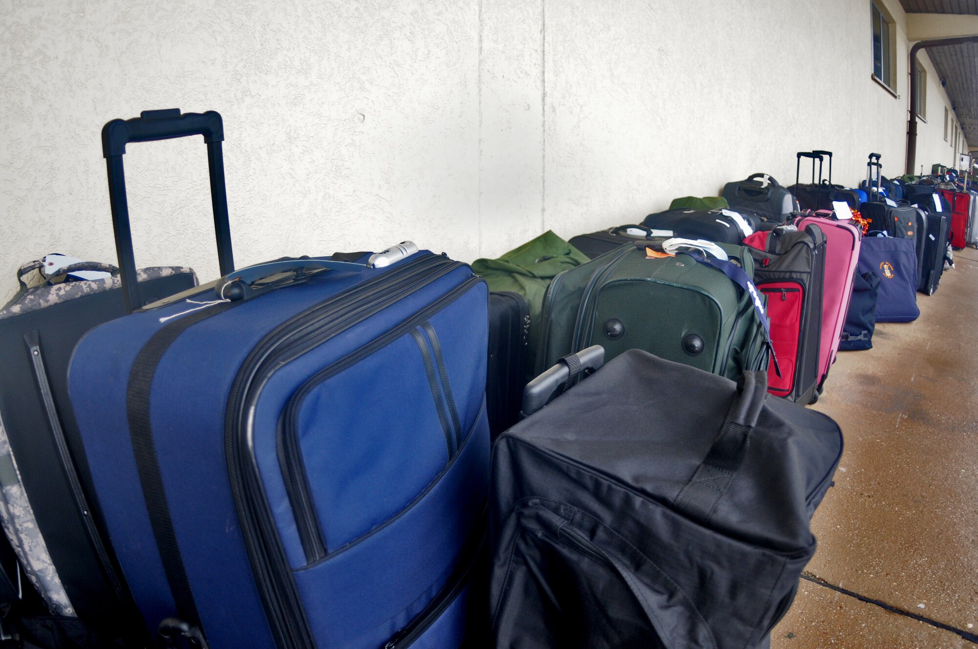 SPANGDAHLEM AIR BASE, Germany – Baggage belonging to Airmen from the 480th Aircraft Maintenance Unit is staged for loading Jan. 7 in the 52nd Logistics Readiness Squadron building and shipped to Nellis Air Force Base, Nev., where the Airmen will be supporting pilots from the 480th Fighter Squadron during a Red Flag training exercise. Members from the 480th AMU are being flown to Nellis AFB to provide maintenance for deploying F-16 Fighting Falcons participating in Red Flag Jan. 22 – Feb.  4. (U.S. Air Force photo/Senior Airman Nick Wilson)
