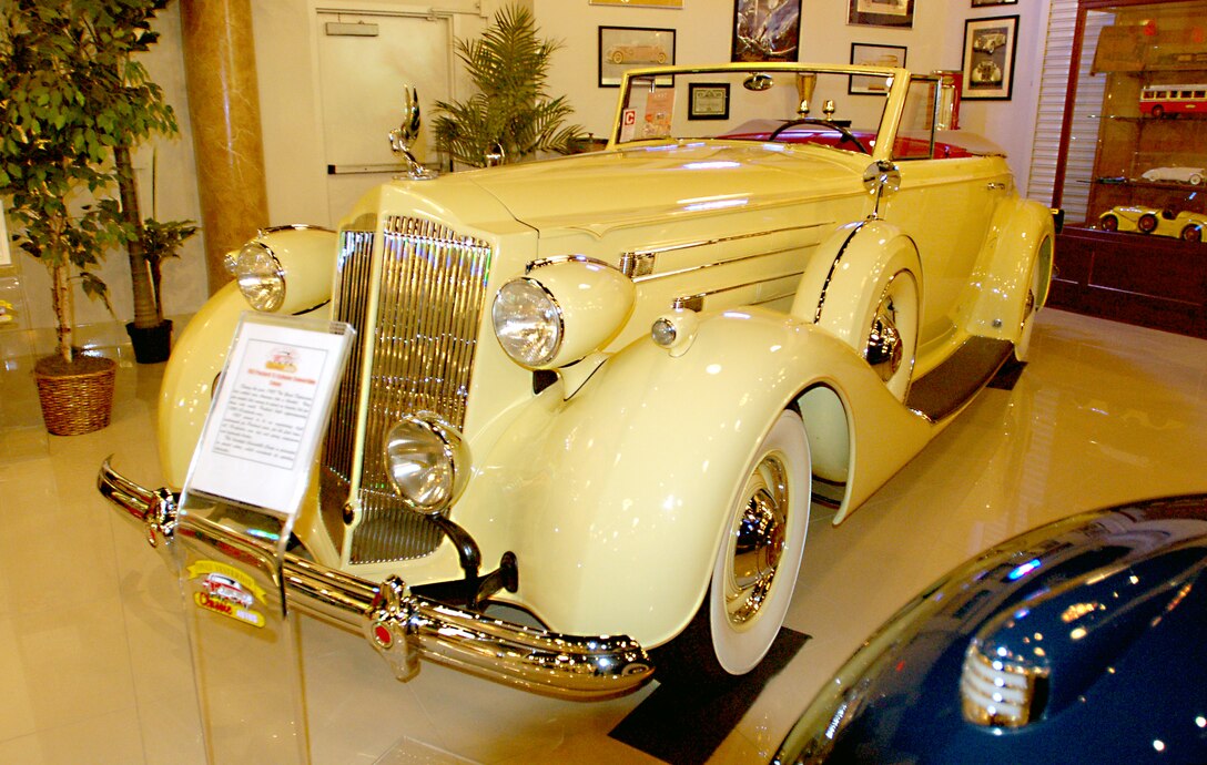 A 1937 Packard Roadster is one of Spielman’s several 1930s classic autos that is on display at Only Yesterday Classic Autos and Hall of Heroes.