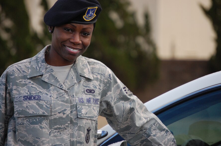 Senior Airman Nadia Snider, 916th Security Forces, applied her military training and leadership skills to save the life of a woman in December. (USAF photo by Maj. Shannon Mann, 916ARW/PA)