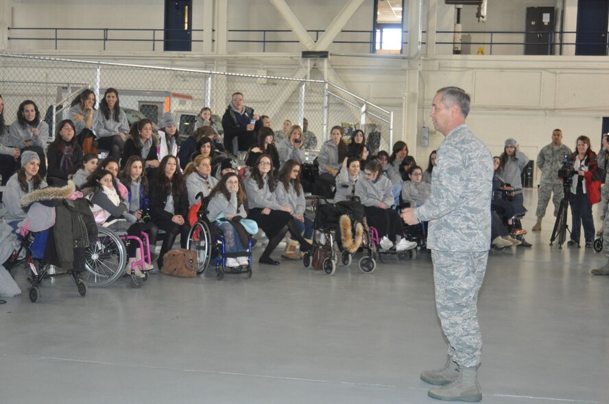45 terminally and seriously ill children and young adults visited Westover as part of a winter adventure with the New York-based non-profit organization Kids of Courage. (US Air Force photo/Tech. Sgt. Brian Boynton)