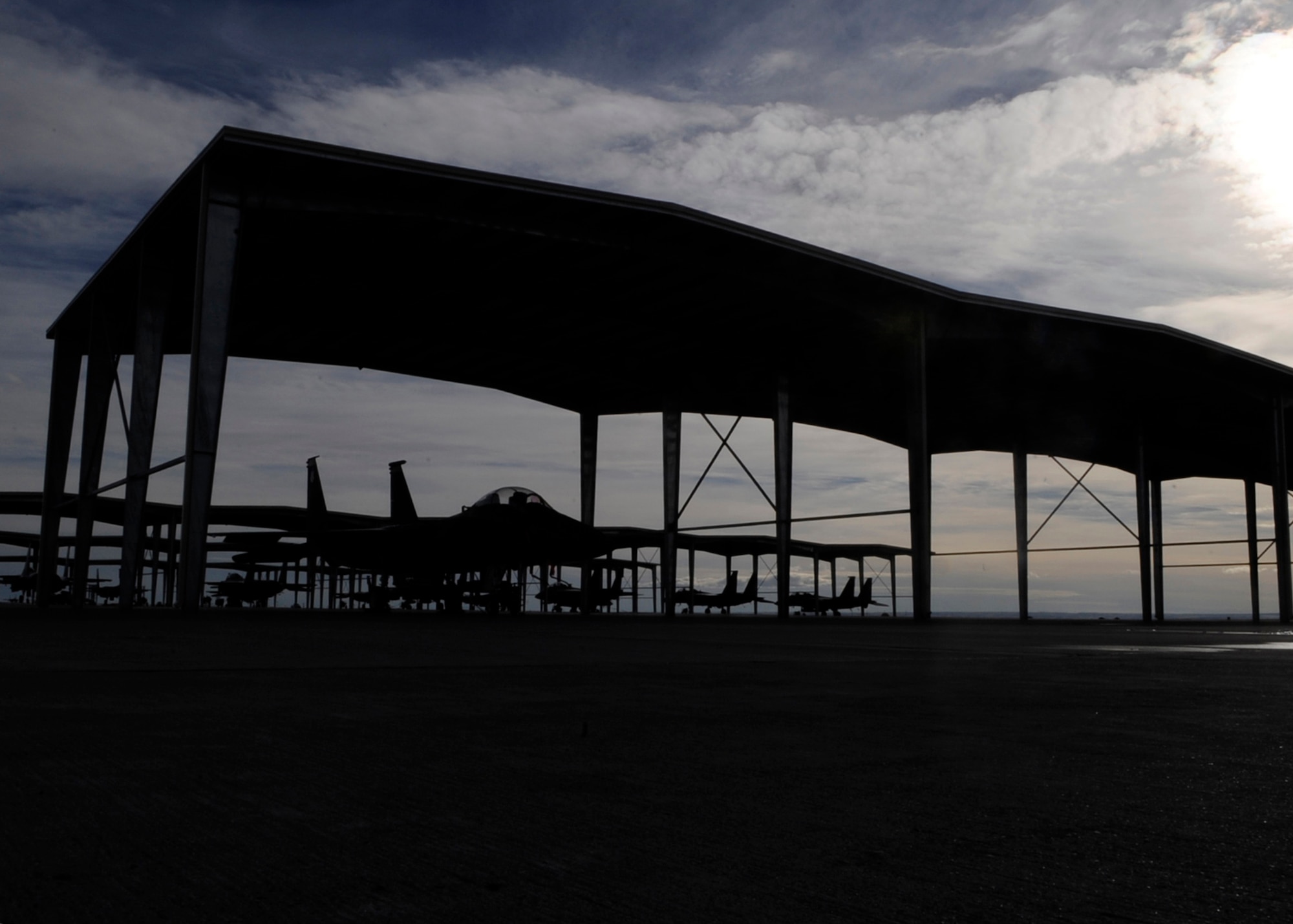 MOUNTAIN HOME AIR FORCE BASE, Idaho -- Thanks to an approved contract for more than $4.2 million awarded in May, 54 aircraft shelters are being built to provide a necessary protection to Mountain Home's aircraft ad well as it's maintainers. The project is a result of the feedback given after finding that the shelters protect not only the Airmen but the millions of dollars in equipment and aircraft under harsh conditions. (U.S. Air Force photo/Senior Airman Angelina Drake)