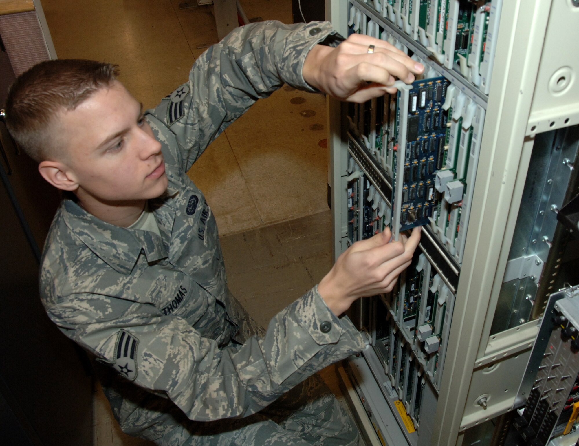 Senior Airman Jacob Thomas, 319th Communications Squadron infrastructure systems technician, is the Warrior of the Week for Jan. 9 through 13. Warrior of the Week recognizes everyday Airmen, working their every day job. (U.S. Air Force photo by Airman Derek VanHorn)