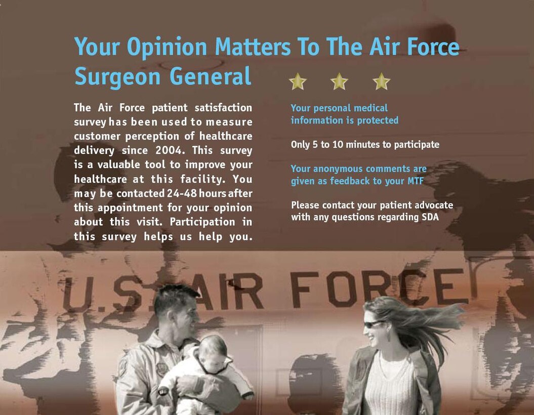 Patient feedback through the service delivery assessment (SDA), a centralized telephone survey program, provides Air Force clinics with direct, rapid and relevant feedback from their patients vital to national security, Air Force Medical Service officials said.