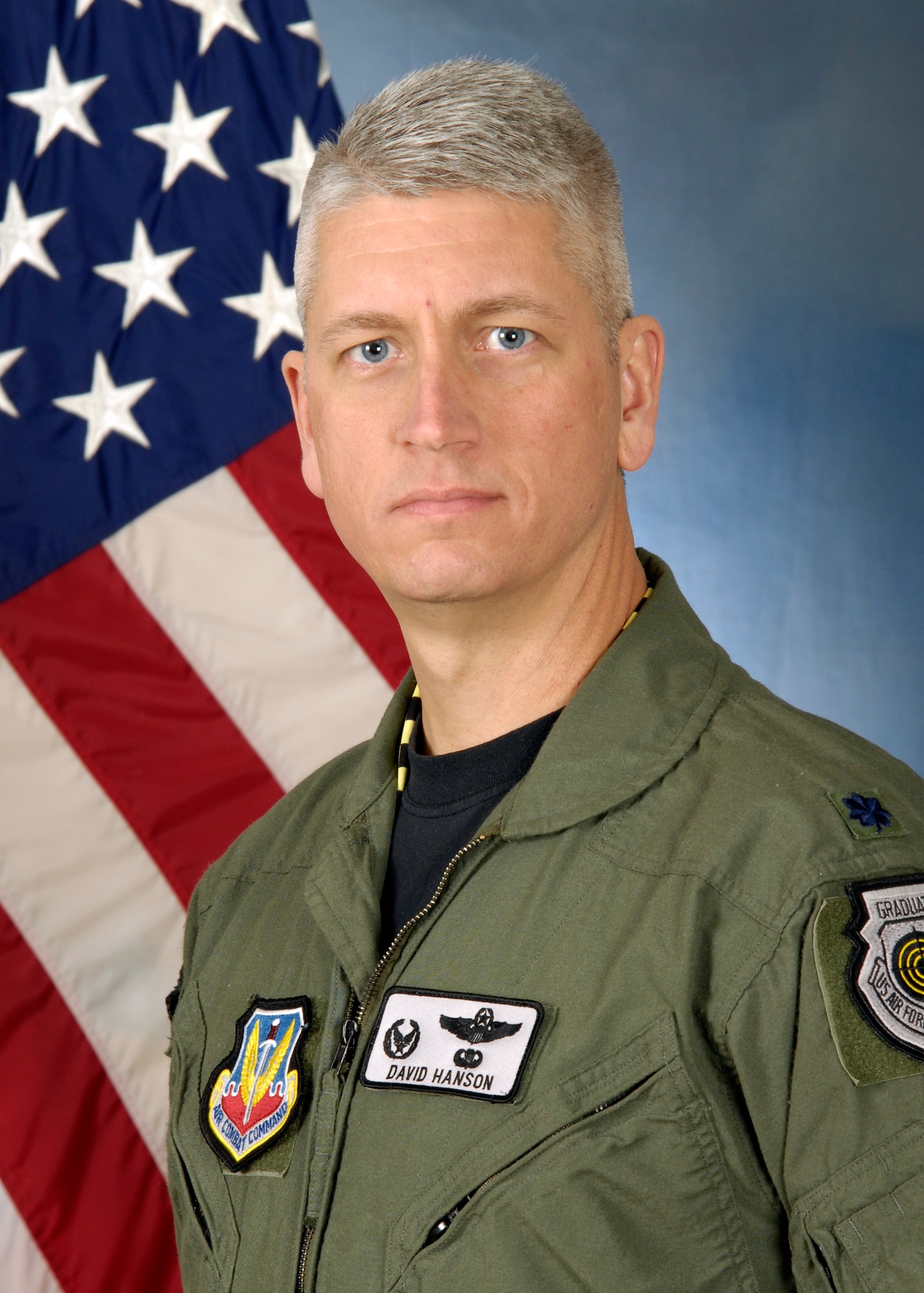 Lt. Col. David Hanson, 14th Weapons Squadron operations officer, poses for this photo at the 1st Special Operations Wing Public Affairs photo lab at Hurlburt Field, Fla., Jan. 11, 2011. Colonel Hanson will assume command of the 14th WPS Jan. 14, 2011. (DoD photo by U.S. Air Force Airman 1st Class Caitlin O'Neil-McKeown / RELEASED)