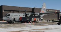 A C-130 Hercules used for the Air Force's Modular Airborne Firefighting System is on display Jan. 12 during the Air Force Reserve Command Special Missions Conference at Peterson Air Force Base, Colo., Jan. 12-13. Airmen and aircraft from the 302nd Airlift Wing here, the 403rd Wing, Keesler Air Force Base, Miss., and the 910th Airlift Wing, Youngstown Air Reserve Base, Ohio, convened at Peterson AFB to share lessons learned, policies and procedures and tackle common support and wing issues. (U.S. Air Force photo/Capt. Marnee A.C. Losurdo)