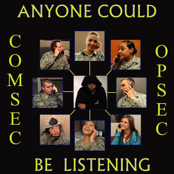 MOODY AIR FORCE BASE, Ga. -- Communications security refers to measures and controls taken to prevent and protect unauthorized individuals from obtaining classified and unclassified information. It is everyone’s responsibility to be aware of what is said when talking over the phone. (Air Force photo/Senior Airman Stephanie Mancha)(RELEASED)