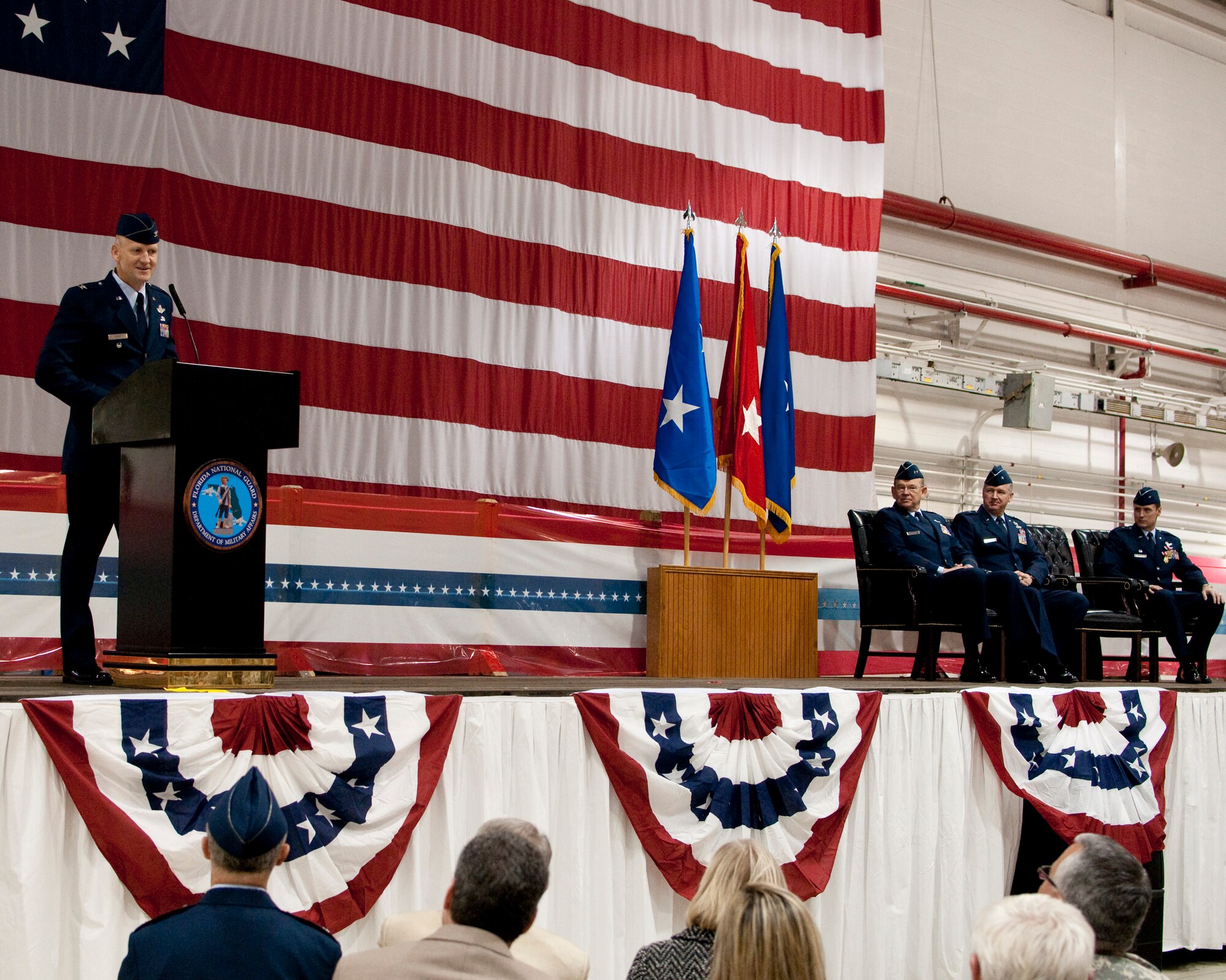 Colonel James Eifert speaks after taking command of the 125th Fighter Wing during an official ceremony held at the 125th Fighter Wing Air National Guard Base, Jacksonville IAP, January 9, 2011. (USAF Photo by MSgt Shelley Gill) 