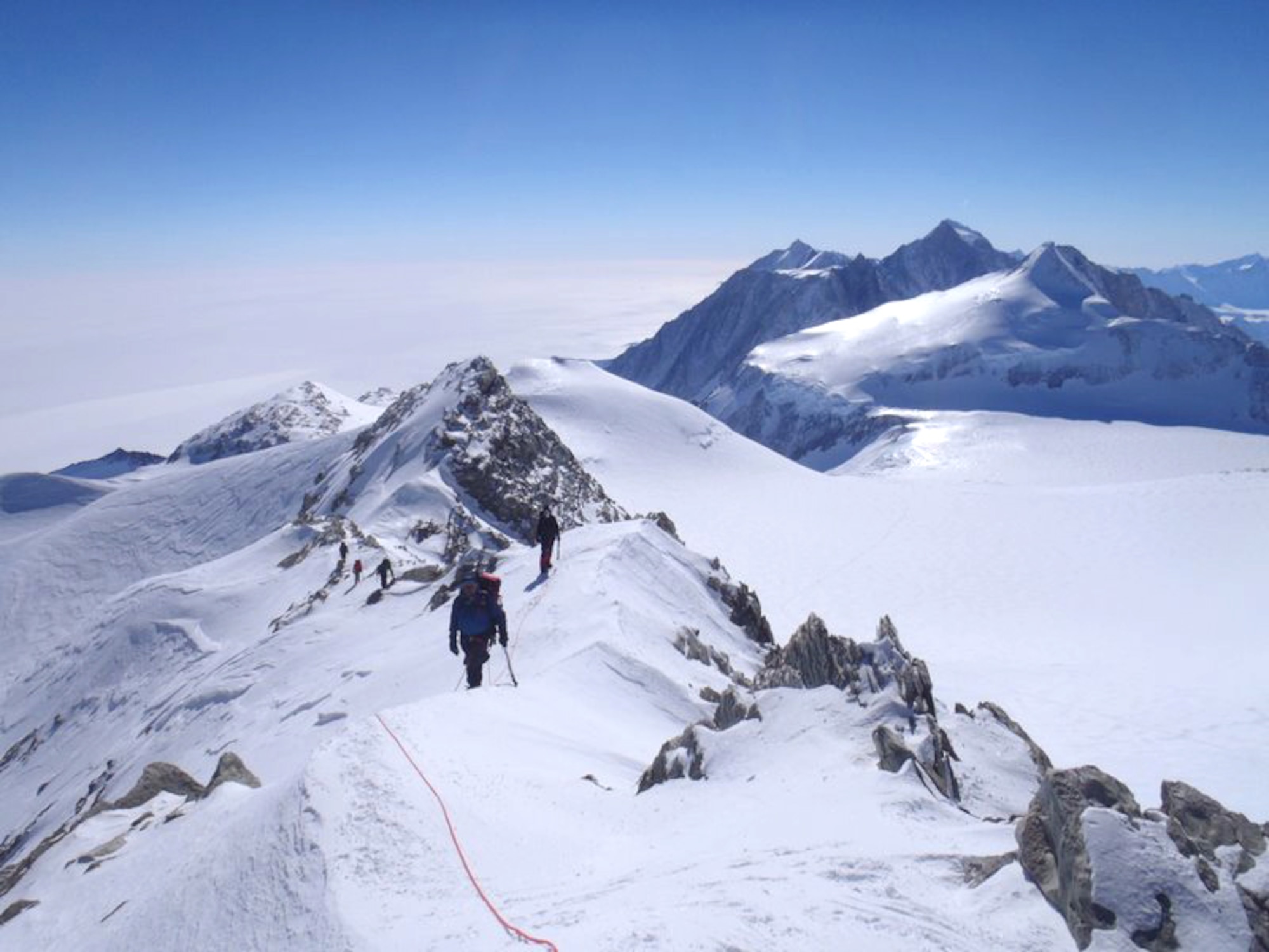 The U.S. Air Force Seven Summits team makes its way up to Mount Vinson's 16,077-foot summit. The team arrived at Antarctica's highest peak Dec. 9, 2010. (Courtesy photo)