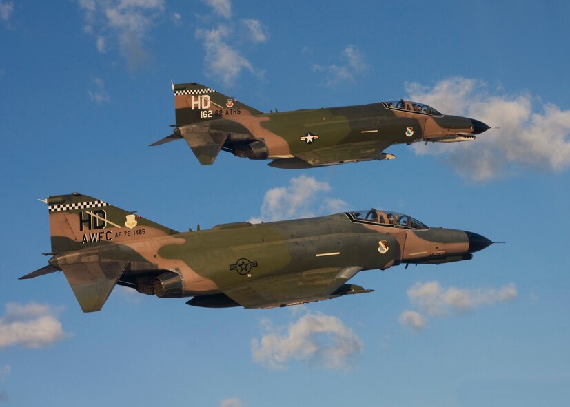 The QF-4, typically used as a aerial target drone in Combat Archer missions, was given a new mission late last year called banner tow.  The aircraft pulls a long banner in the air while other aircraft use it in aerial gunnery training.  The only F-4s still actively used in the Air Force fall under the 53rd Wing and are located at Tyndall Air Force Base, Fla, and Holloman Air Force Base, N.M.  (Courtesy photo/Jake Melampy)  
