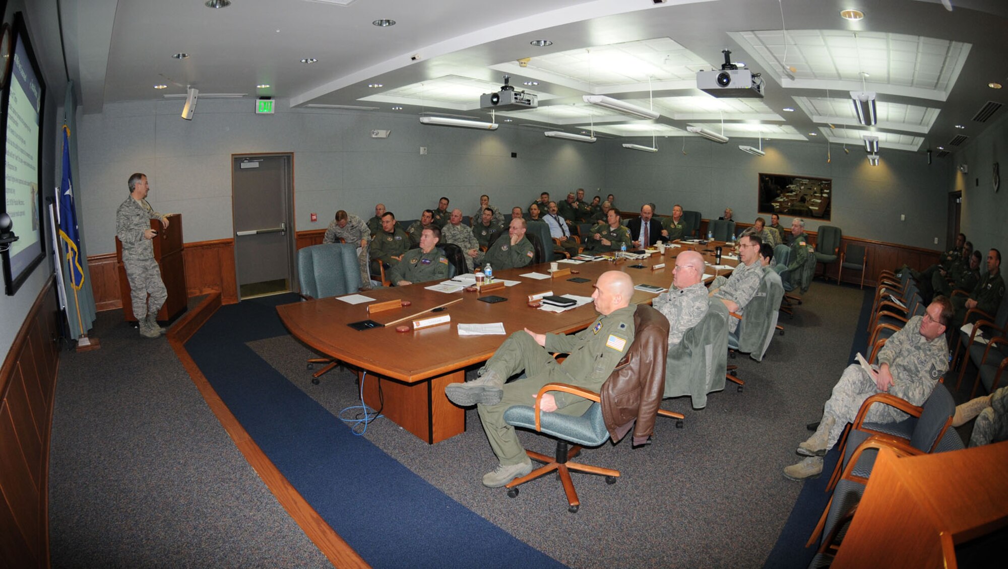 Airmen and aircraft from the 302nd Airlift Wing here,  403rd Wing, Keesler Air Force Base, Miss., and the 910th Airlift Wing, Youngstown Air Reserve Base, Ohio, convened at Peterson AFB for the Air Force Reserve Command's first C-130 Special Missions conference Jan. 12-13. The conference was designed to share lessons learned, review policies and procedures, and tackle common support and wing issues involved with the aerial firefighting, weather reconnaissance and  aerial spray missions. (U.S. Air Force photo/Capt. Marnee A.C. Losurdo)