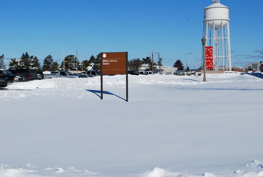 This is a view looking down Hangar Avenue the day after the Jan. 12 Nor'easter. (US Air Force photo/Master Sgt. Andrew Biscoe)