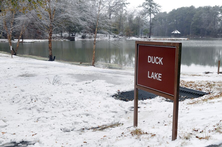 Due to the inclement weather, non-mission essential base personnel were told not to report to work Monday. U. S. Air Force photo by Sue Sapp