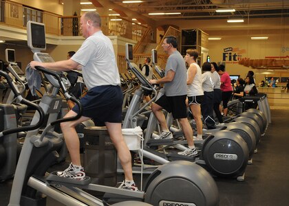 Ranolph community members packed into the Rambler Fitness Center at Randolph Air Force Base, Texas, to make use of the indoor exercise facilities during recent cold weather. (U.S. Air Force photo/Dave Terry)