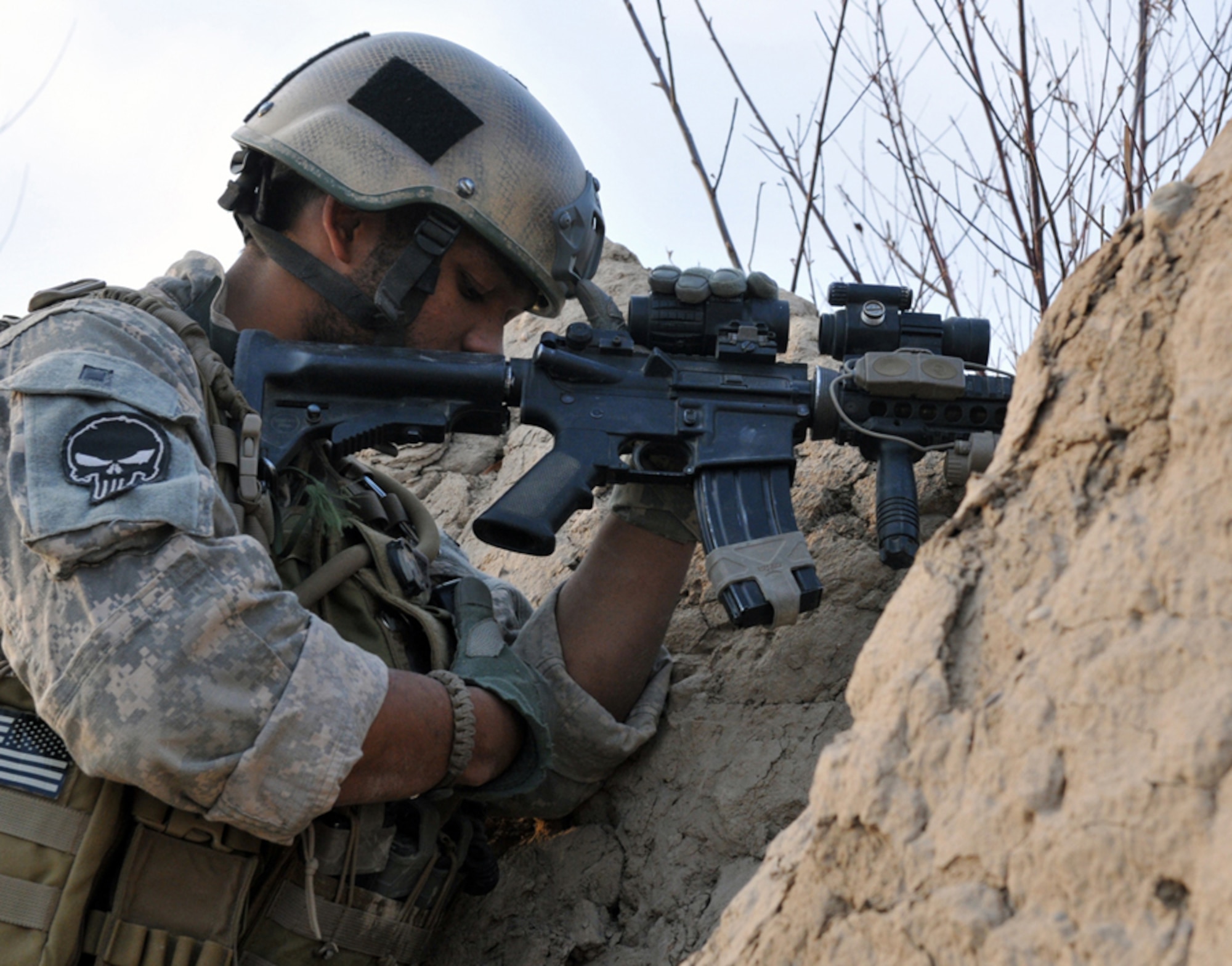 U.S. Air Force Senior Airman Jose Cruz-Richardson, a joint terminal attack controller deployed with Bulldog Troop, 7th Squadron, 10th Cavalry Regiment, calls for close-air support after his platoon came under accurate small-arms fire during a reconnaissance patrol near Combat Outpost Delorean, Bala Murghab, Baghdis Province, Afghanistan Jan. 9, 2011. According to his platoon leader, U.S. Army 1st Lt. Nicholas Costello, JTACs are a huge asset when Soldiers come into contact. Airman Cruz-Richardson hails from Kissimmee, Fla. (U.S. Air Force photo/Tech. Sgt. Kevin Wallace)