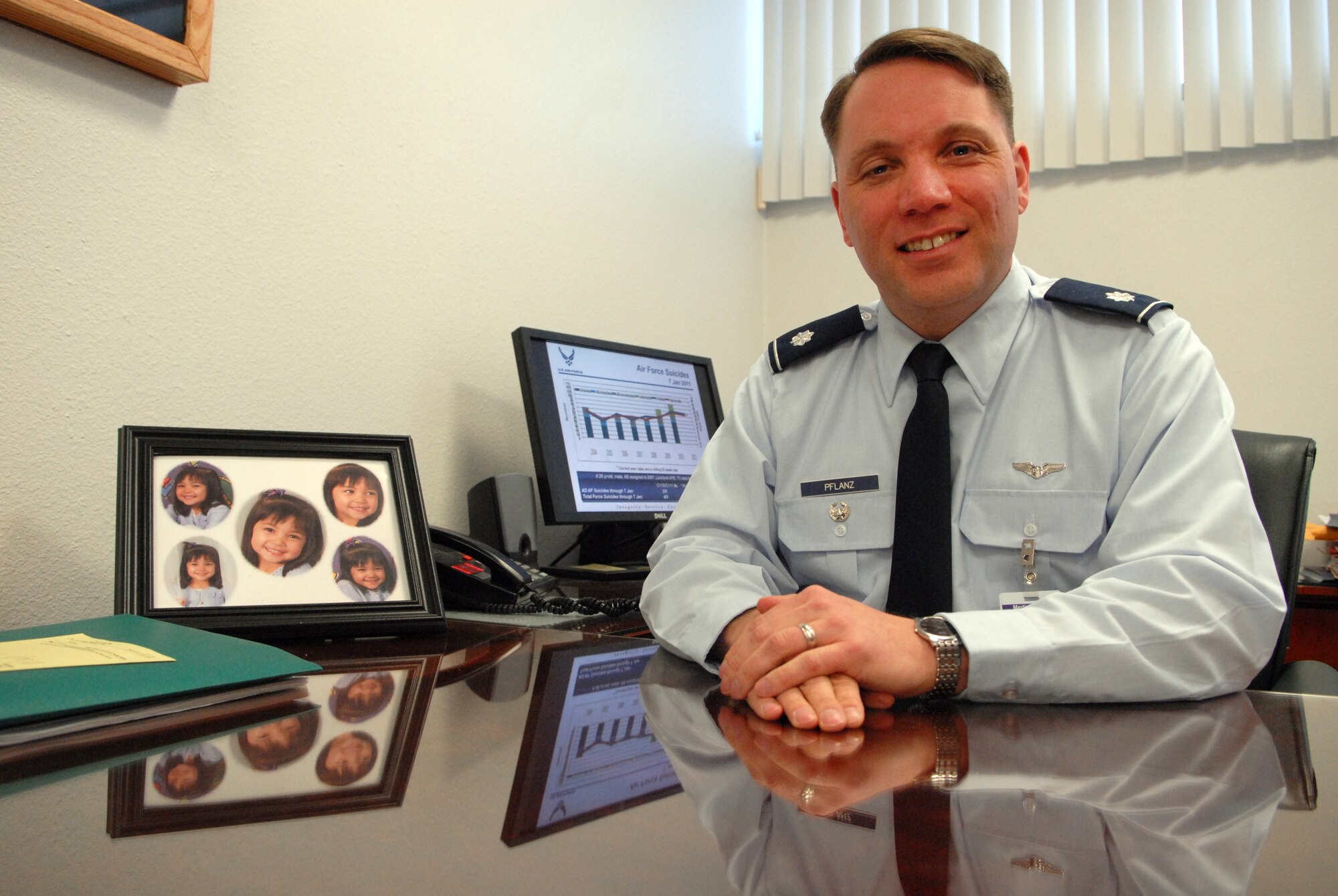 Lt. Col. Steven Pflanz, 90th Medical Group chief of medical staff, earned a clinical research award from Air Force Global Strike Command in the area of suicide prevention. (U.S. Air Force photo by R.J. Oriez)
