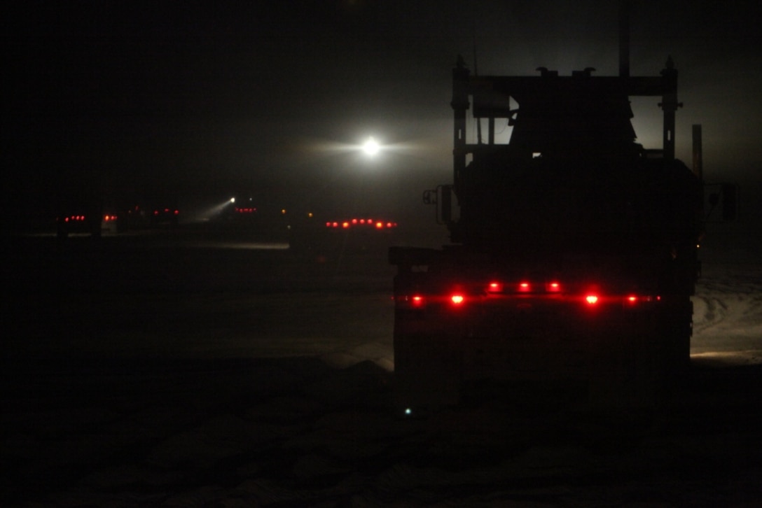 A combat logistics patrol with Motor Transport Company B, Combat Logistics Battalion 3, 1st Marine Logistics Group (Forward), delivers supplies to Forward Operating Base Geronimo in Afghanistan’s Helmand province, Jan. 14.
