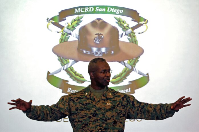 Major Gen. Ronald L. Bailey, commanding general of Marine Corps Recruiting Command, talks to teachers and school administrators Jan. 18 during the 2011 Recruiting Station Twin Cities Educators' Workshop. Bailey is also the commanding general of the Western Recruiting Region and Marine Corps Recruit Depot San Diego. Thirty-seven educators from Minnesota and North Dakota attended the workshop. For more photos of the event, visit the RS Twin Cities fan page at www.facebook.com/rstwincities.