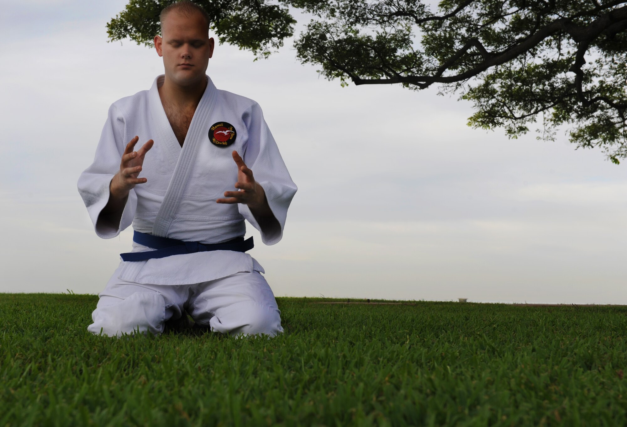 Airman 1st Class Brandon Laflin, 15th Aermedical Dental Squadron bio-environmental engineer, is the Hickam Warrior. Airman Laflin has been studying JuJitsu for two years and said that it helps him perform better both mentally and physically at work. (U.S. Air Force photo/Airman 1st Class Lauren Main)