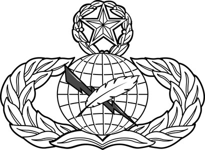 Throughout the Air Force at home stations and deployed locations, there are Air Force Public Affairs people telling the Air Force story. This badge represents the nine-skill level of the PA career field. (U.S. Air Force graphic)