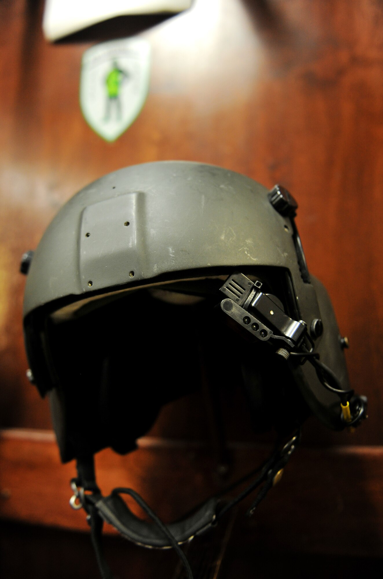 MOODY AIR FORCE BASE, Ga.-- A flight helmet from the 41st Rescue Squadron
sits on a shelf before take-off during a rescue mission Jan. 15. Members
from the 41st and 38th Rescue Squadrons provided support to local
authorities to help search for a missing teenager. (U.S. Air Force
photo/Airman 1st Class Joshua Green)(RELEASED)
