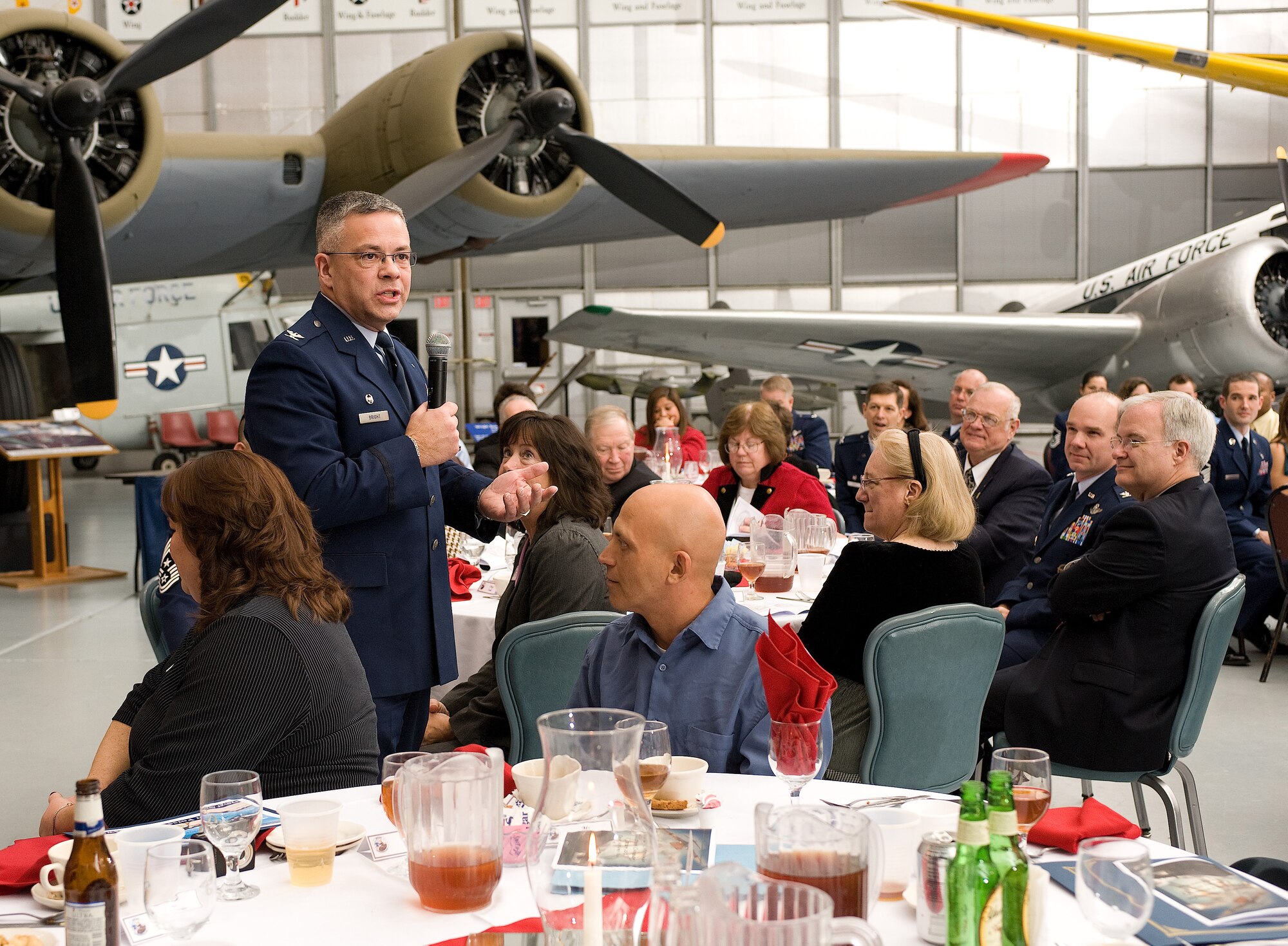 Col. Randal Bright, 512th Airlift Wing commander, speaks during the close of the Dover Air Force Base, Del., 2011 Honorary Commanders Induction Ceremony Jan. 7, 2011. The Dover Air Force Base, Del., Honorary Commander Program encompasses both 436th and 512th Airlift Wings and their tenet units. (U.S. Air Force photo/Jason Minto)