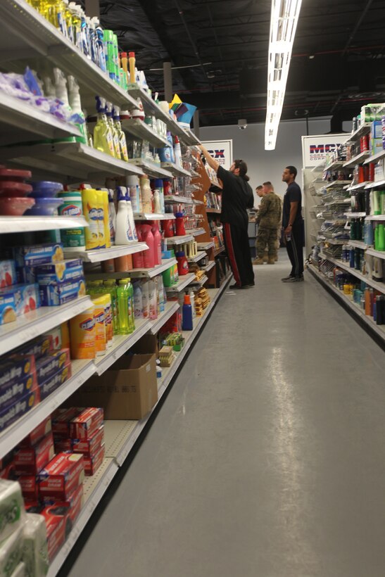 Patrons roam up and down the isles of the Combat Center’s new Marine Corps Exchange at Camp Wilson Jan. 19, 2011, during its first week of operation. The exchange helps Marines get in and out faster and get on with their training with its new build.