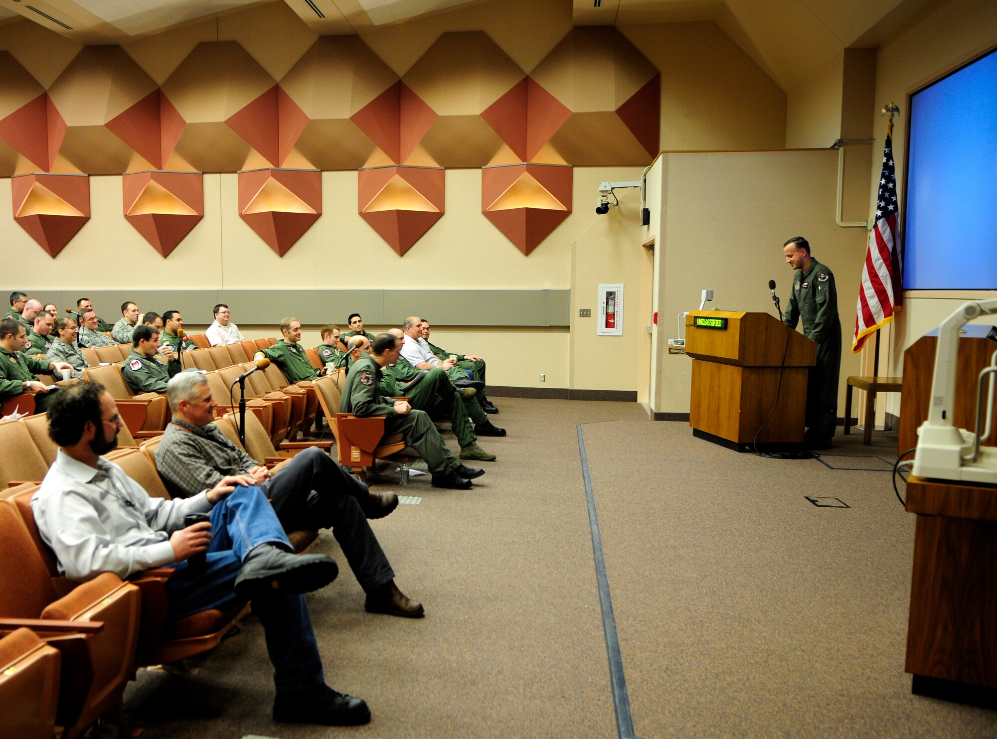Maj. Donald Mentch introduces himself at the RED FLAG-Alaska 11-1 planning conference Jan. 10, 2010, Eielson Air Force Base, Alaska.  The planning conferences help tailor-fit each RF-A iteration to participating units' training needs and goals by serving as forums where participants can exchange information with RF-A staff. Major Mentch is assigned to the 353rd Combat Training Squadron.  (U.S. Air Force photo by/Airman 1st Class Yash Rojas)