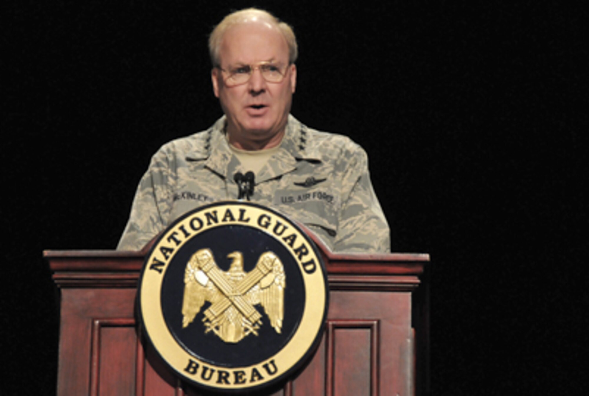 Chief of the National Guard Bureau Gen. Craig McKinley speaks at the 2011 National Guard Bureau Domestic Operations Workshop Jan. 18, 2011 in National Harbor, Md. (U.S. Air Force photo/Tech. Sgt. John Orrell) 