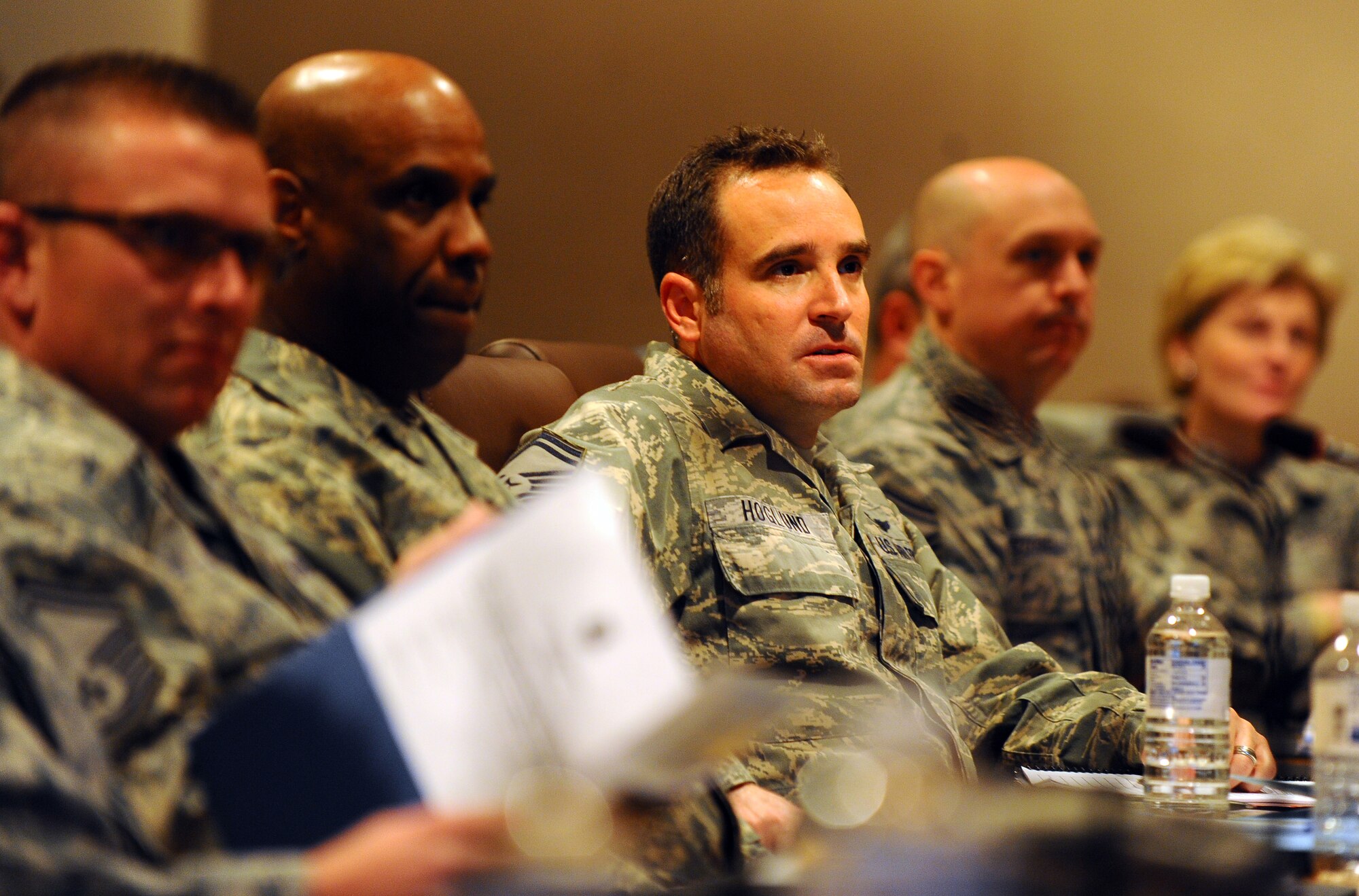 OFFUTT AIR FORCE BASE, Neb. - As one of the newly selected Chiefs, Senior Master Sgt. Daniel Hoglund, 41 ECS/Operations Superintendent from Davis-Montham Air Force Base, attends the Air Combat Command Chief Master Sergeant 2011 Orientation held at the Dougherty Conference Center here Jan. 11.  More than 100 Chiefs and Chief selects traveled to Offutt to attend the annual forum.
U.S. Air Force Photo by Josh Plueger (Cleared)