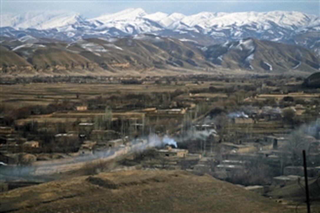 Observation Post Cougar overlooks villages and Combat Outpost Delorean in the Bala Murghab valley in Afghanistan's Badghis province, Jan. 18, 2011. U.S. Army scouts and Afghan soldiers continue to hold the high ground in southern Bala Murghab.