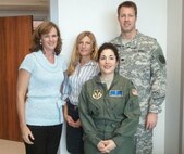 The medical team of Army, Air Force and civilian healthcare workers who took care of a civilian patient November 2010 as she was transported a record-setting 4,051 miles while being kept alive via Extracorporeal Membrane Oxygenation treatment included Lt. Col. (Dr.) Melissa Tyree (front) and (left to right):  Kris Costales;  Melody Kilcommons; and LTC (Dr.) Erik Osborn. (Courtesy photo)