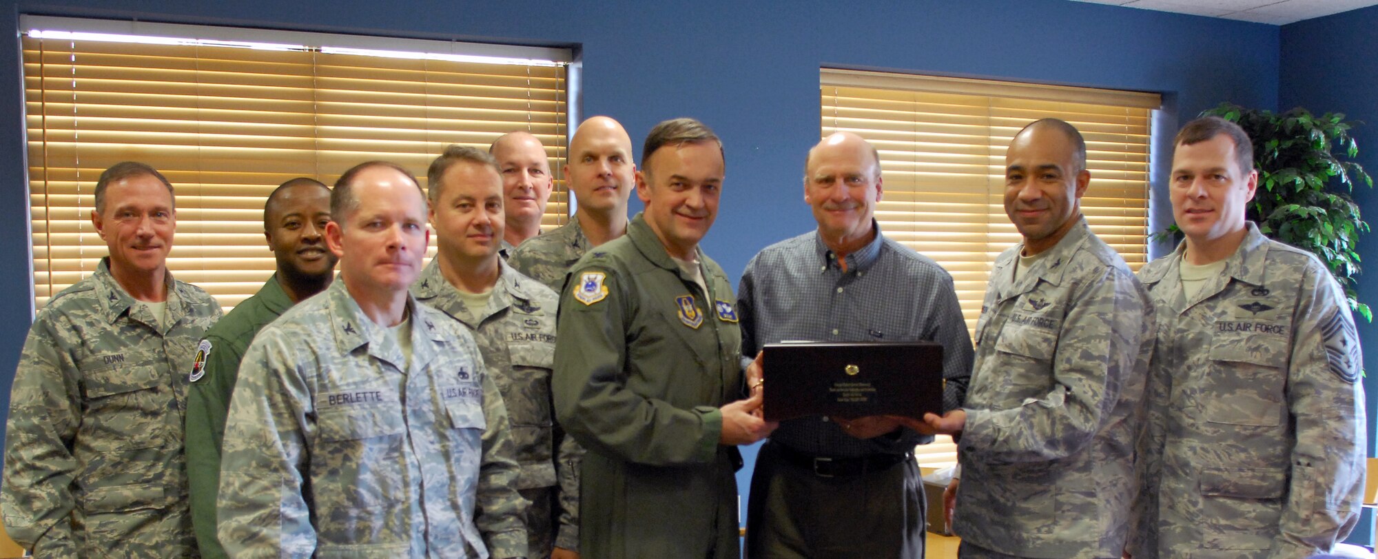 Team Pope leadership say farewell to Mr. Robert Grover, former Pope Special
Activities Committee leader and 43rd Airlift Wing Honorary Commander.  Mr.
Grover has served Pope Airmen and their families for the last five years as
PSAC President and has participated in the honorary commander program since
its inception. His tireless service to our Airmen knows no equal and has
made a positive difference in the lives of our Airmen and their families.
He will truly be missed.  (U.S. Air Force photo/Senior Airman Kristopher
Levasseur)
