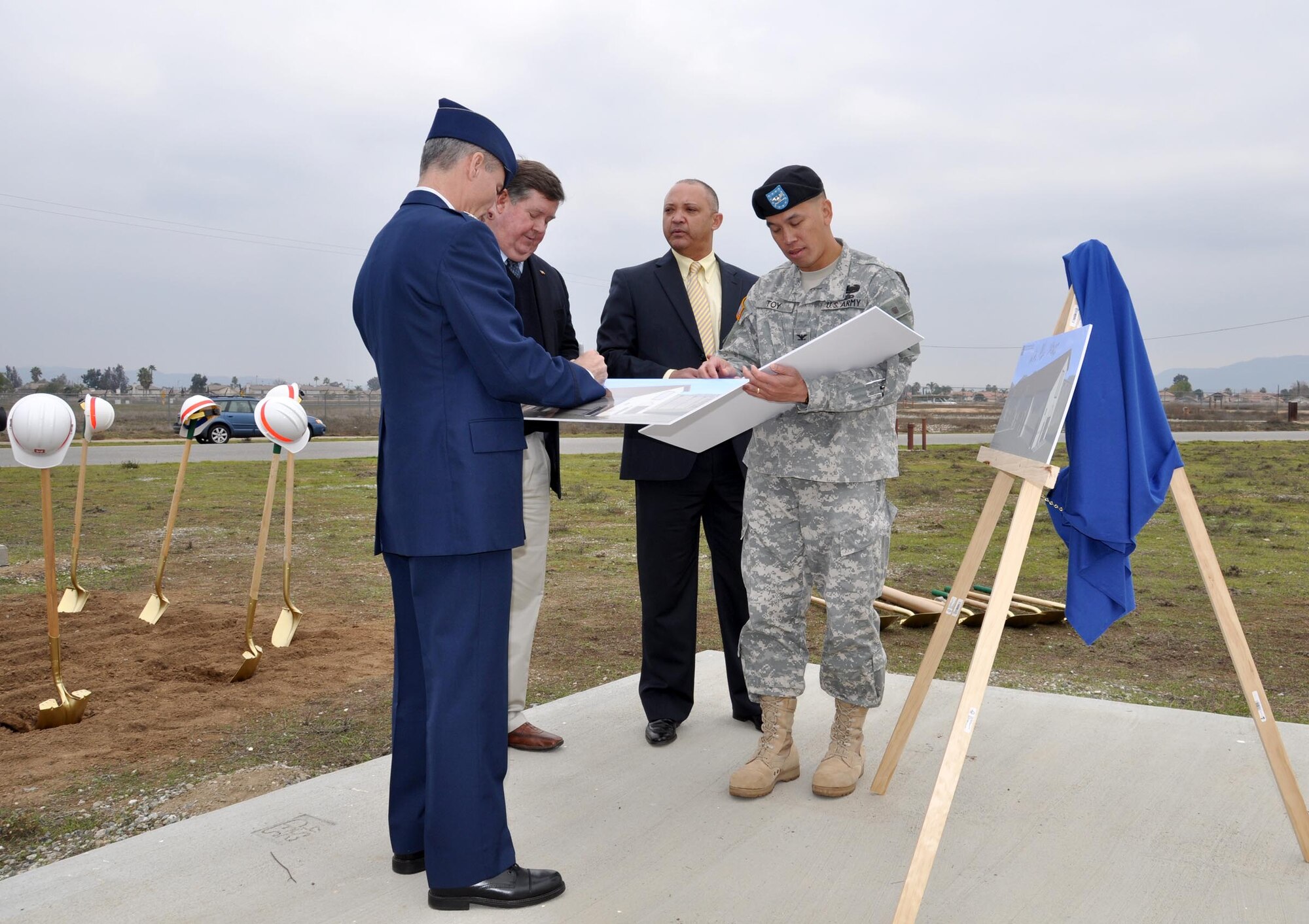 March ARB held a ceremony at the site of the new indoor firing range which will feature 28 indoor firing lanes.  (U.S. Air Force photo/ Staff Sgt. Kevin Chandler)