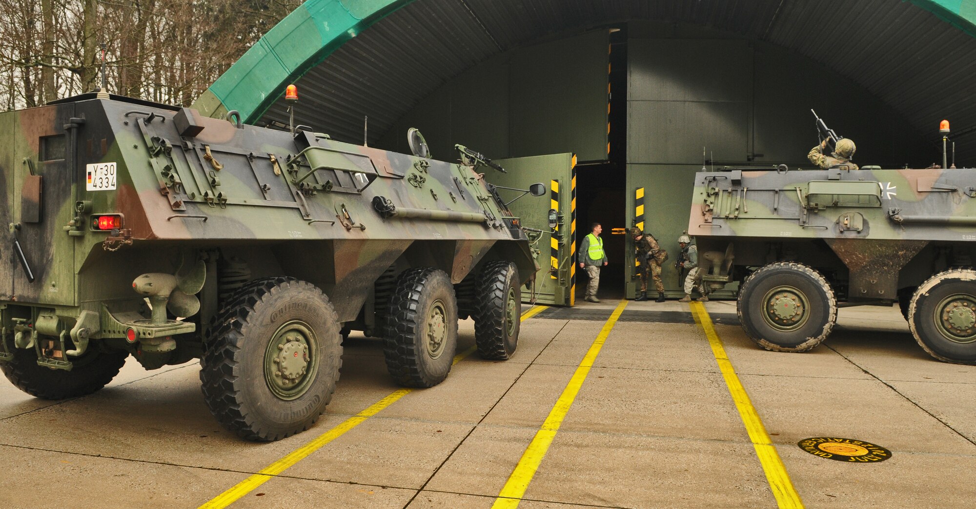 SPANGDAHLEM AIR BASE, Germany – German air force custody forces augmentees participate in a joint force recapture and recovery exercise with members from the 702nd Munitions Support Squadron Jan. 18. The exercise simulated a combat area of responsibility and tested German air force members’ ability to perform and operate in a real-world war zone. (U.S. Air Force photo/Senior Airman Nick Wilson)