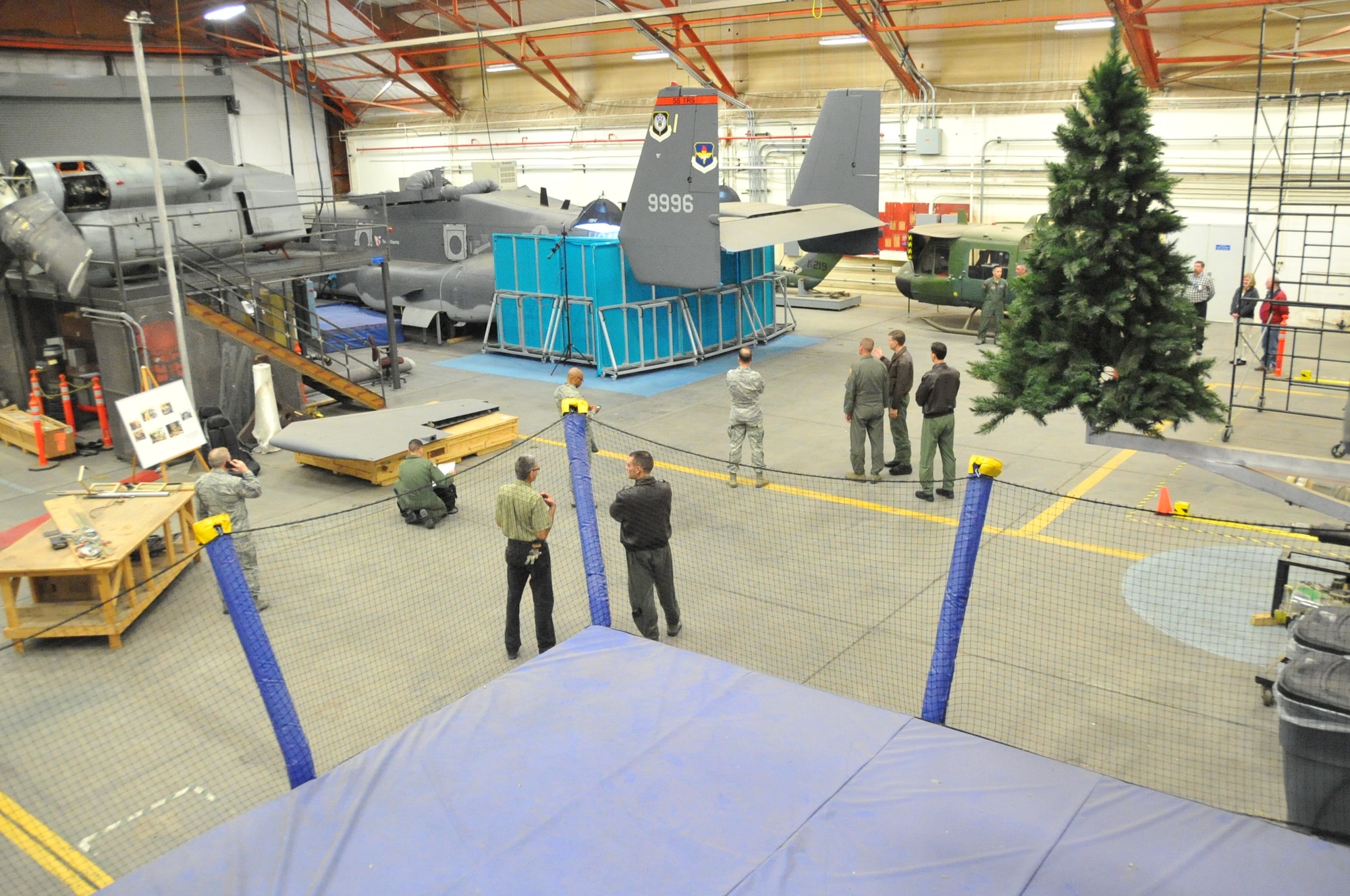 Maj. Gen. Mark Solo, 19th Air Force commander, tours the 58th Training Squadron’s Monster Garage during his visit to the base.  U.S. Air Force Photo by Elizabeth Martinez.