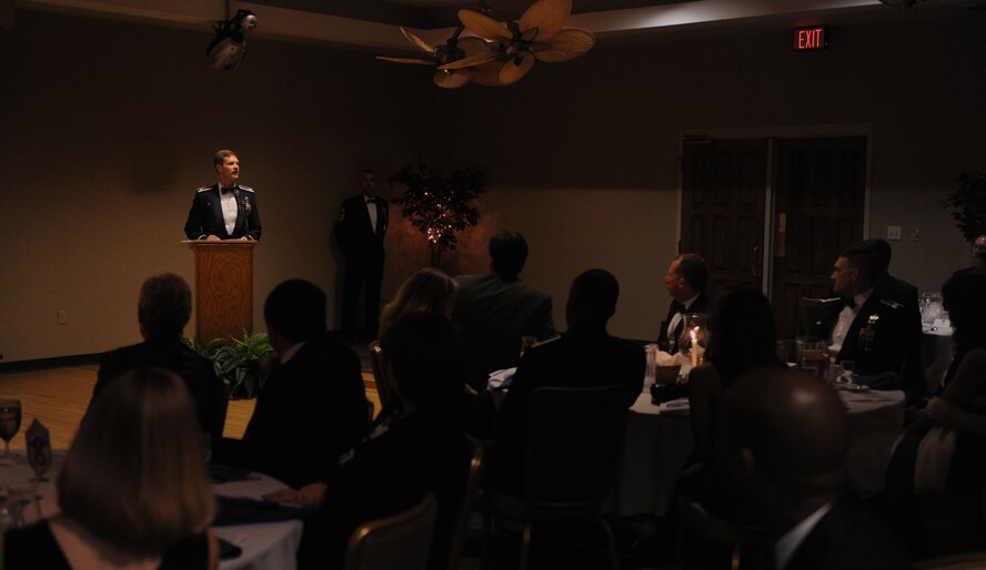 MOODY AIR FORCE BASE, Ga.-- Col. Gary Henderson, 23rd Wing commander, speaks at the Chief Recognition Ceremony Jan. 22. Military and family members came to the ceremony to recognize five of the selects that will be promoted to the rank of chief master sergeant in 2011. One of the selects is currently deployed. (U.S. Air Force photo/Airman 1st Class Benjamin Wiseman)(RELEASED)