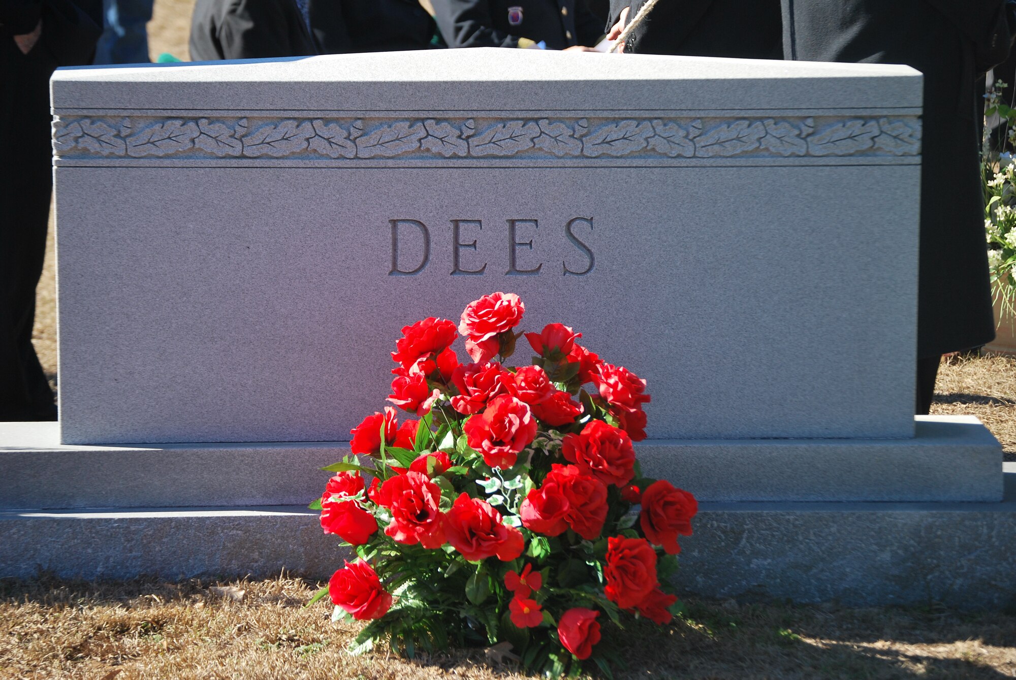 The remains of missing 1st Lt. Robert Franklin Dees was returned to his family on Saturday, Jan. 22, 2011. On Oct. 9, 1952, Lieutenant Dees was a pilot of an F-84R Thunderjet fighter, when the aircraft took a direct hit while in North Korea on a combat mission. He was listed as missing in action and presumed dead. (US Air Force photo/Van Williams)